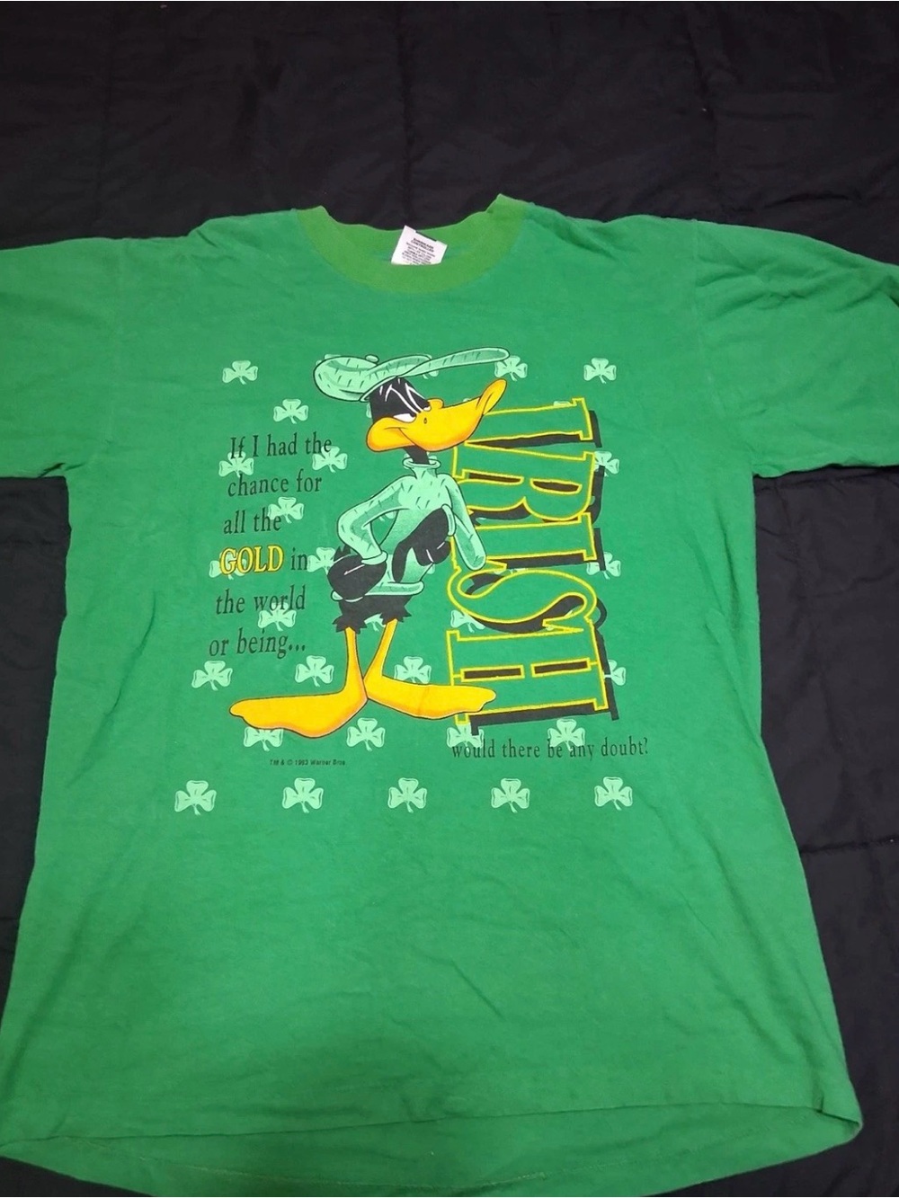 Vintage Looney Tunes Daffy Duck Irish Shirt 1993 Large